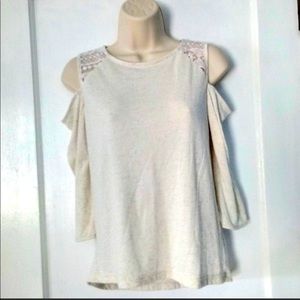 White Cold Shoulder Long Sleeve Top Sm